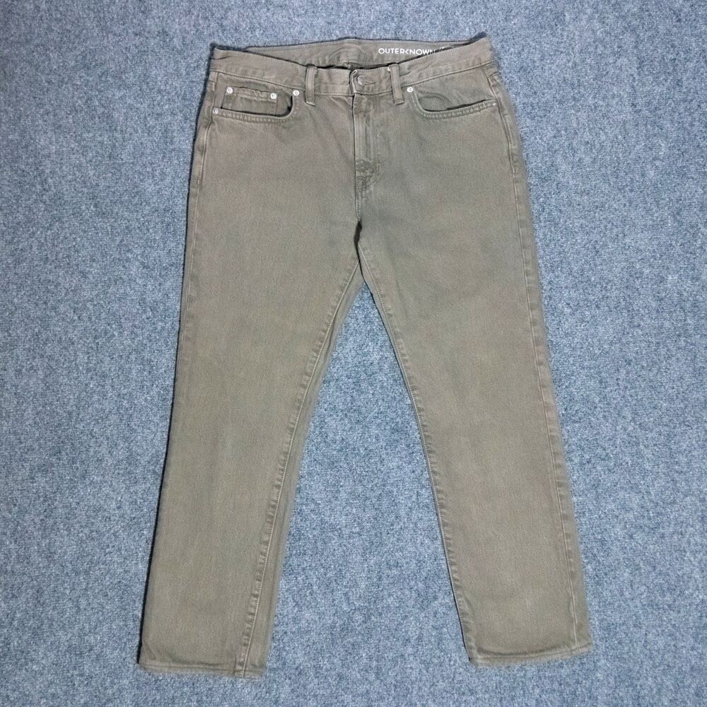 Outerknown Drifter Jeans Men's 32x27 Olive Green Tapered Organic Cotton Sea